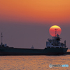 船と夕日②