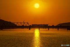 加古川線と夕日
