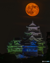姫路城と十六夜月④