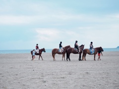 馬に乗って砂浜へ