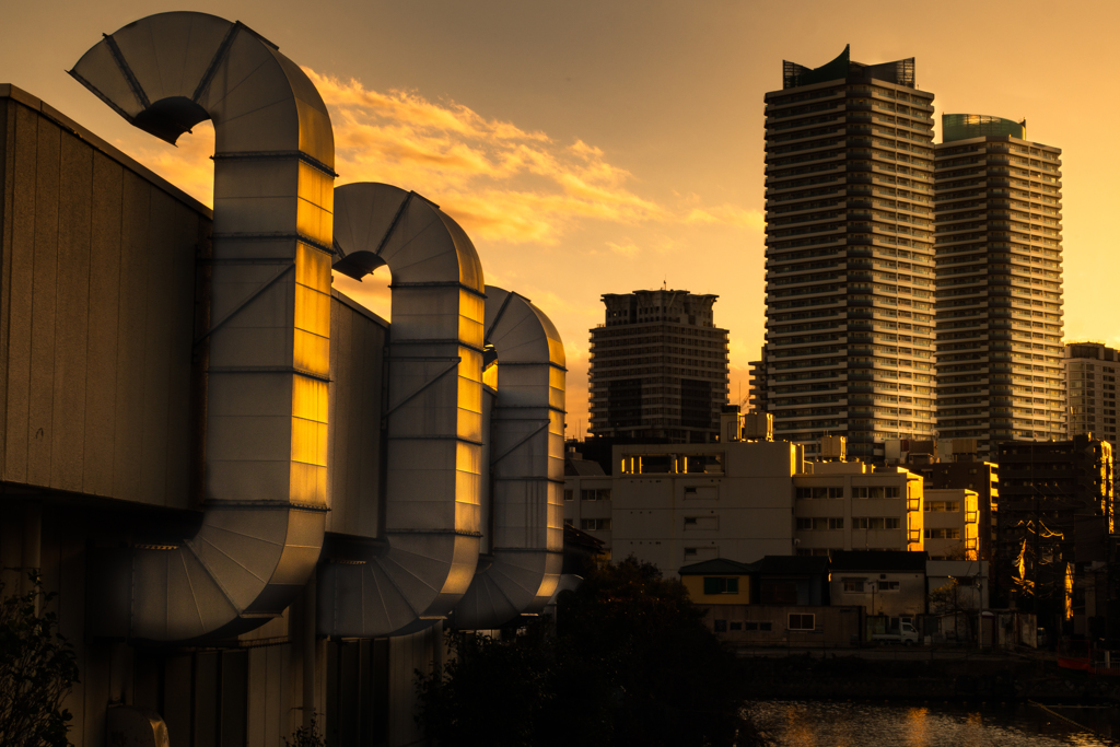 運河_点描 34　夕暮れ