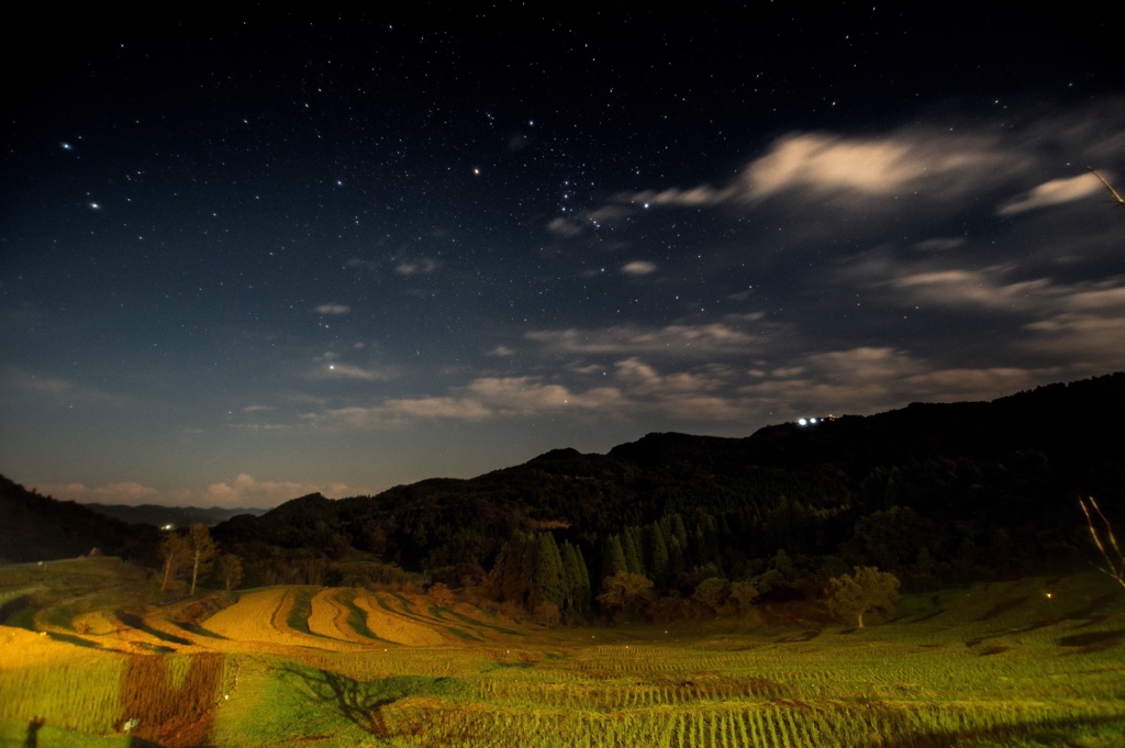 大山千枚田の夜