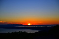 網走湖の夕日