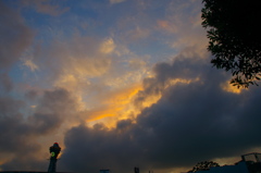 通天閣の夕焼け雲