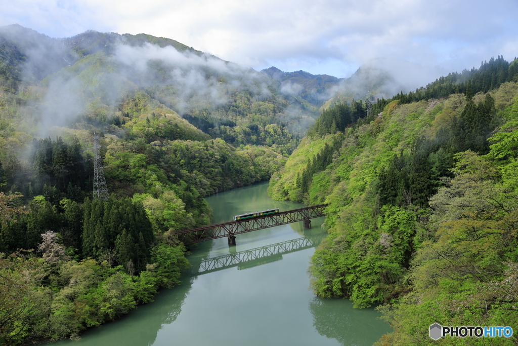 只見川第三橋梁　新緑