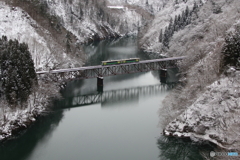 只見川第3橋梁冬景色