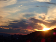 六甲山に沈む夕陽  