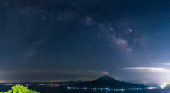 桜島と天の川