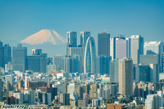 新宿超高層ビルと富士山