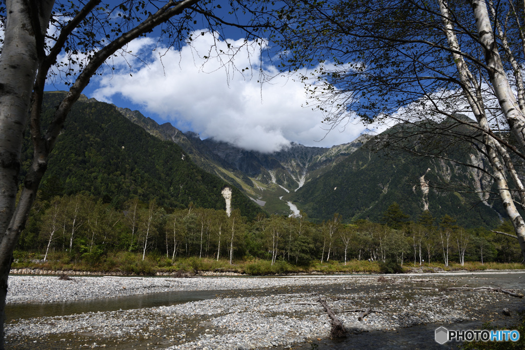 上高地　梓川と穂高連峰