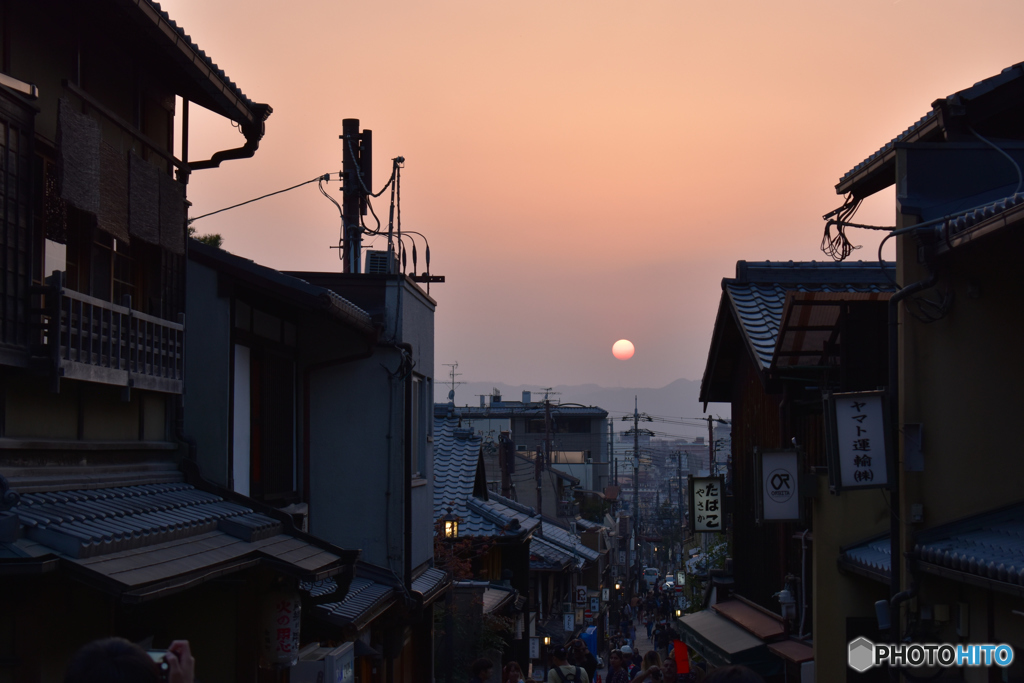 八坂の日の入り
