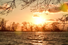 鳰の湖の夕日