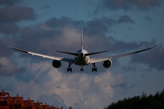 夏の名残の雲とJAL BOEING787