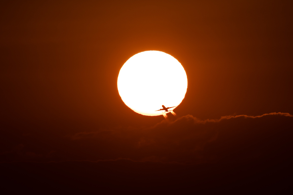 初秋の夕日