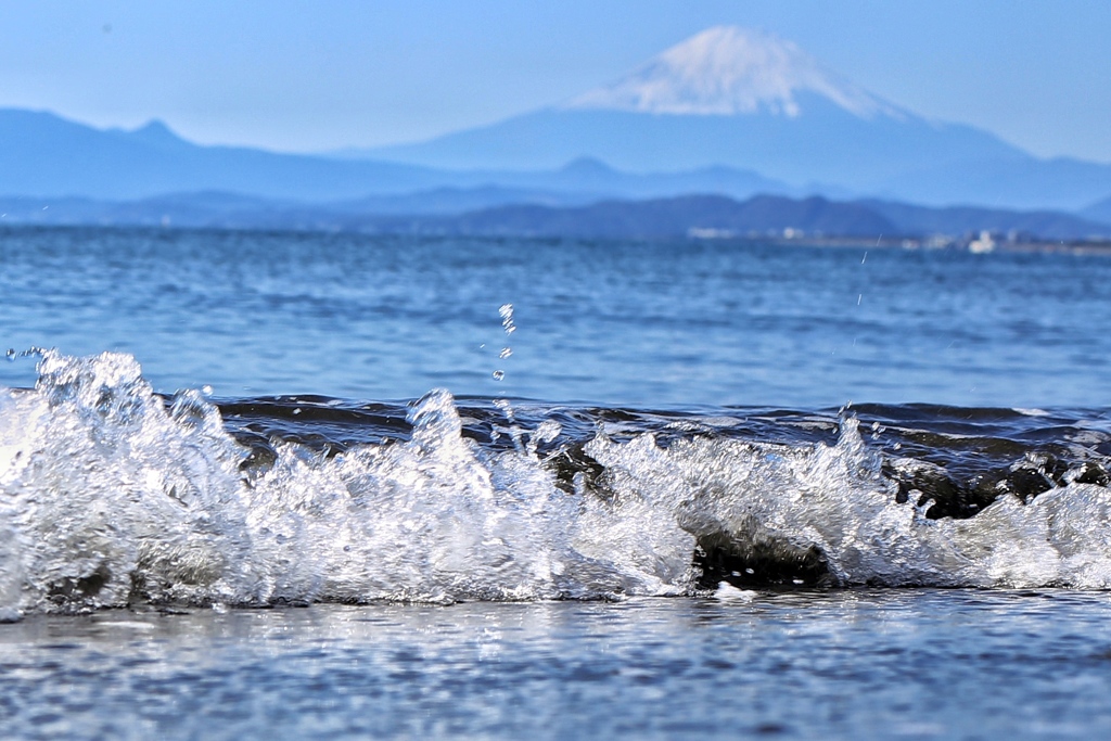 富士山と波