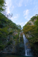 色づきはじめた箕面の滝