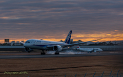 Touchdown during sunrise