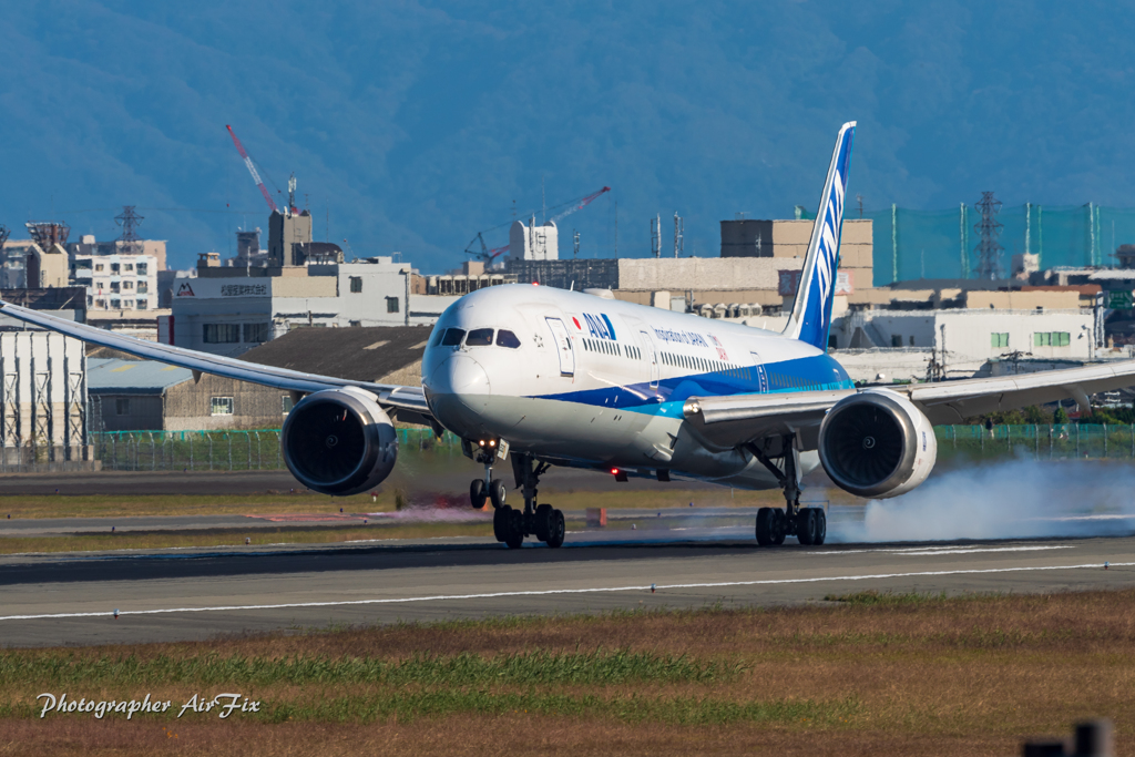 Touch down smoke ANA JA830A