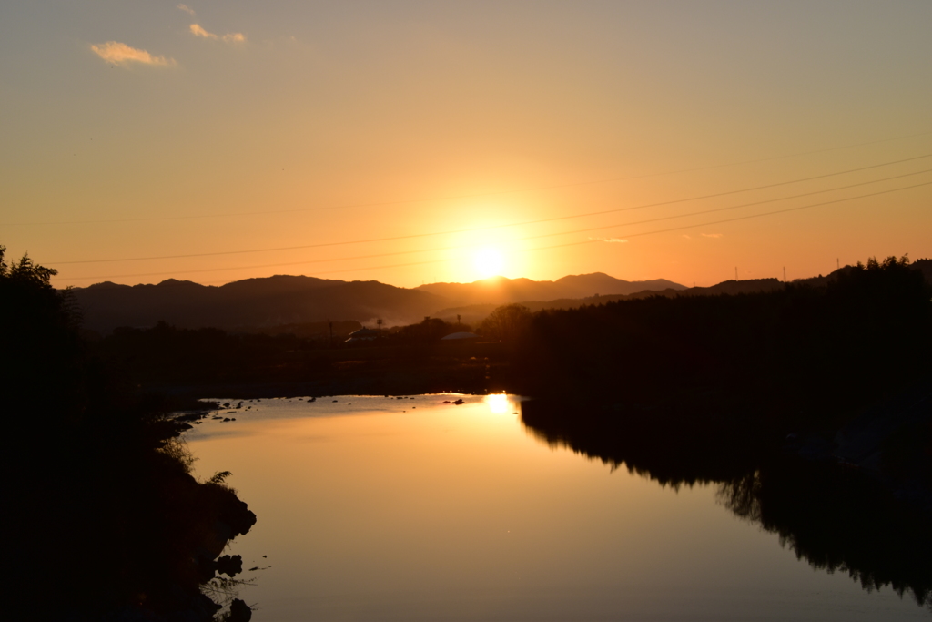 夕暮れの吉野川