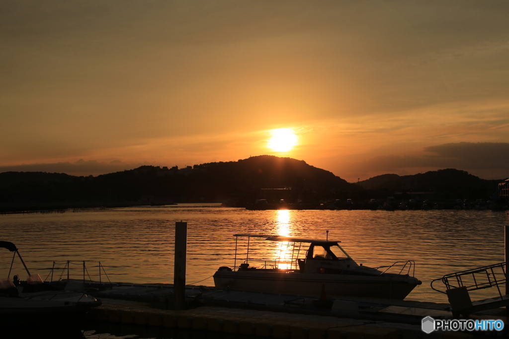 ハーバーの夕日