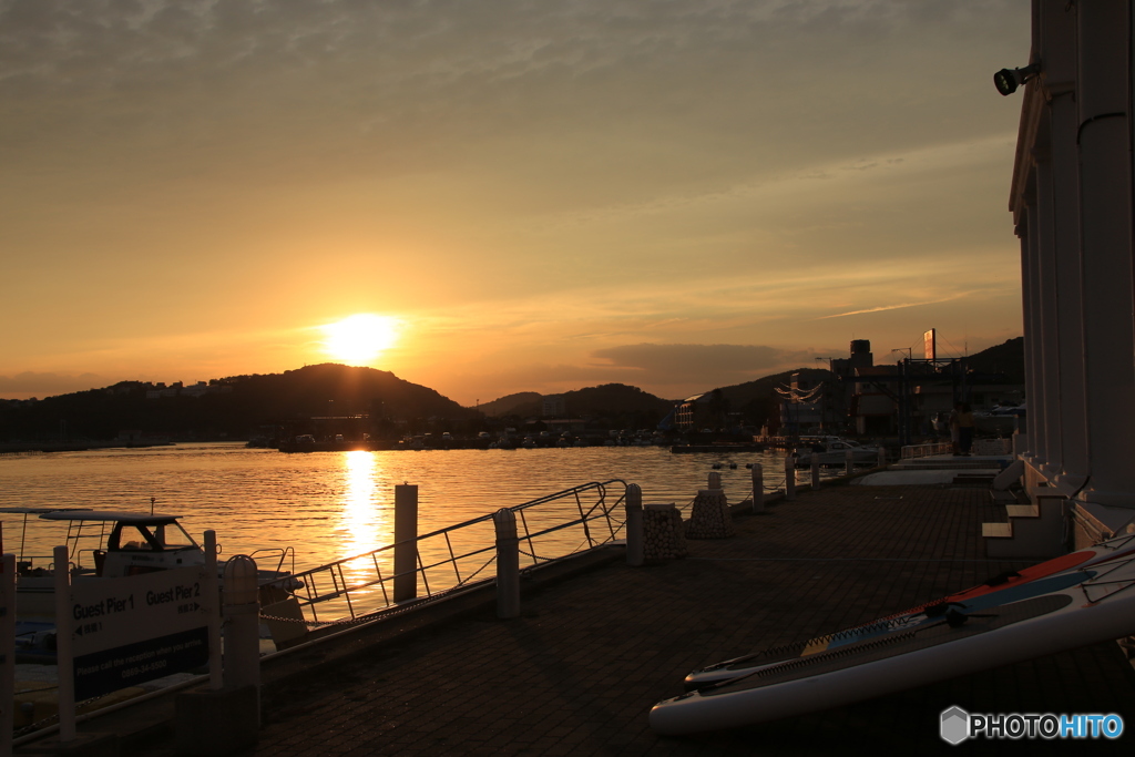 ハーバーの夕日