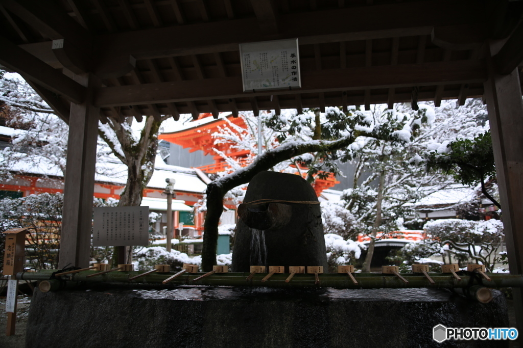 手水の雪
