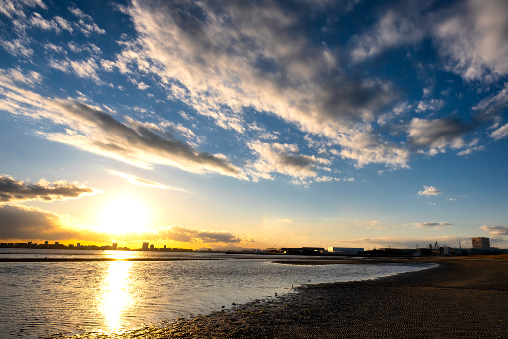 ふなばし三番瀬海浜公園の夕日