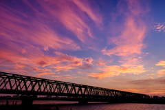 江戸川と橋と夕焼け