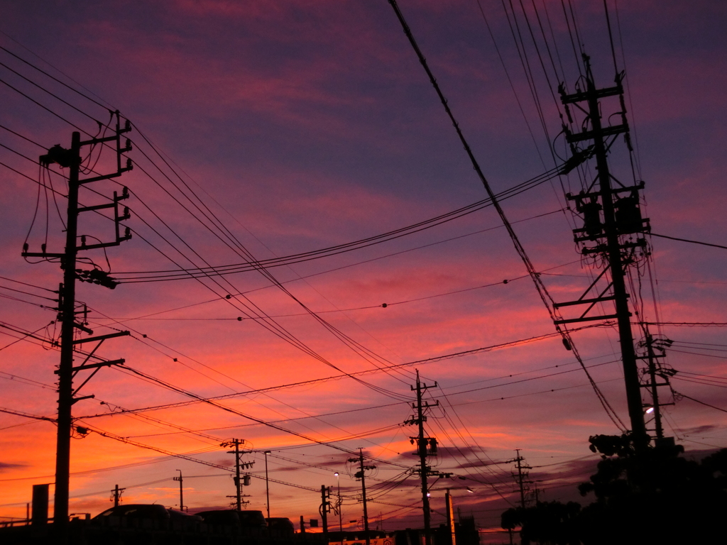 電線のある風景
