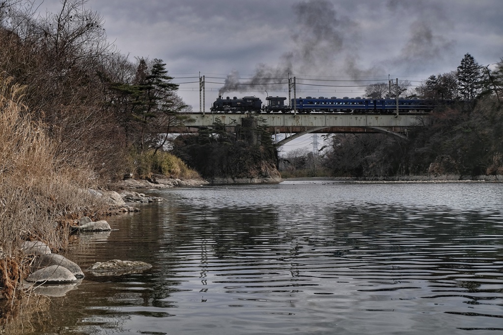 鬼怒川を渡るSL大樹
