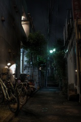 夜中の野毛坂脇道