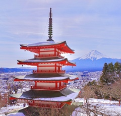 富士吉田の雪景色