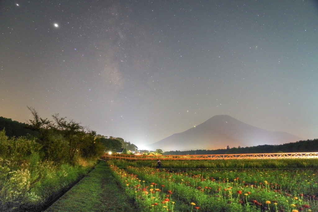 山中湖花の都と天の川