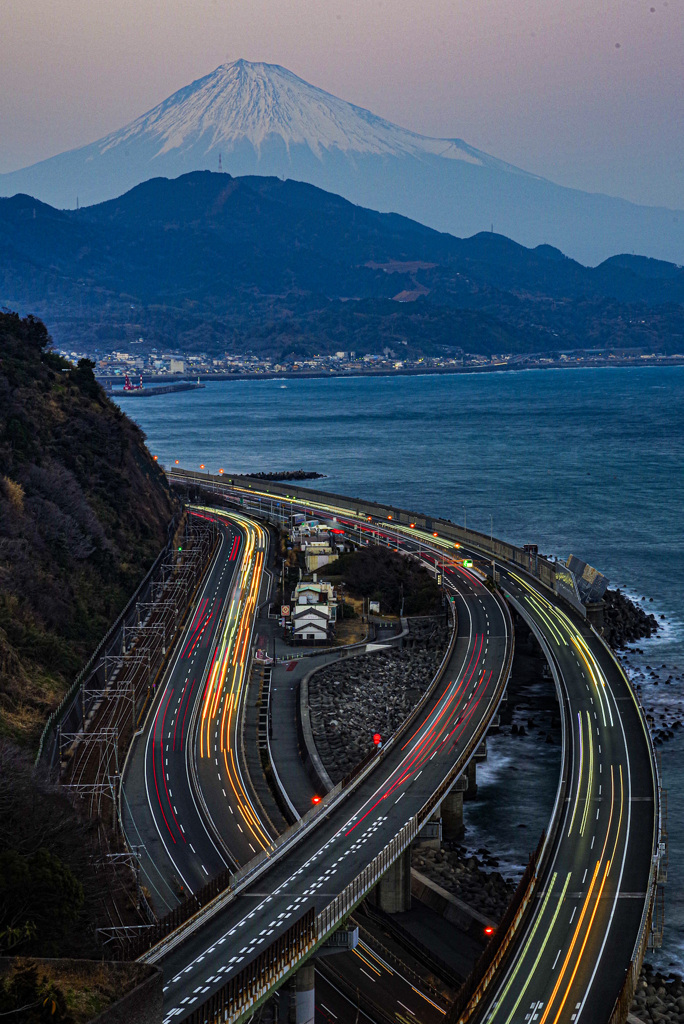 浮世絵風　薩埵峠