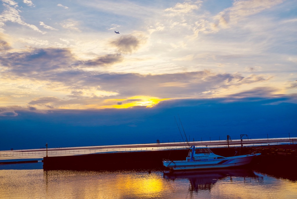 波止場の夕焼け