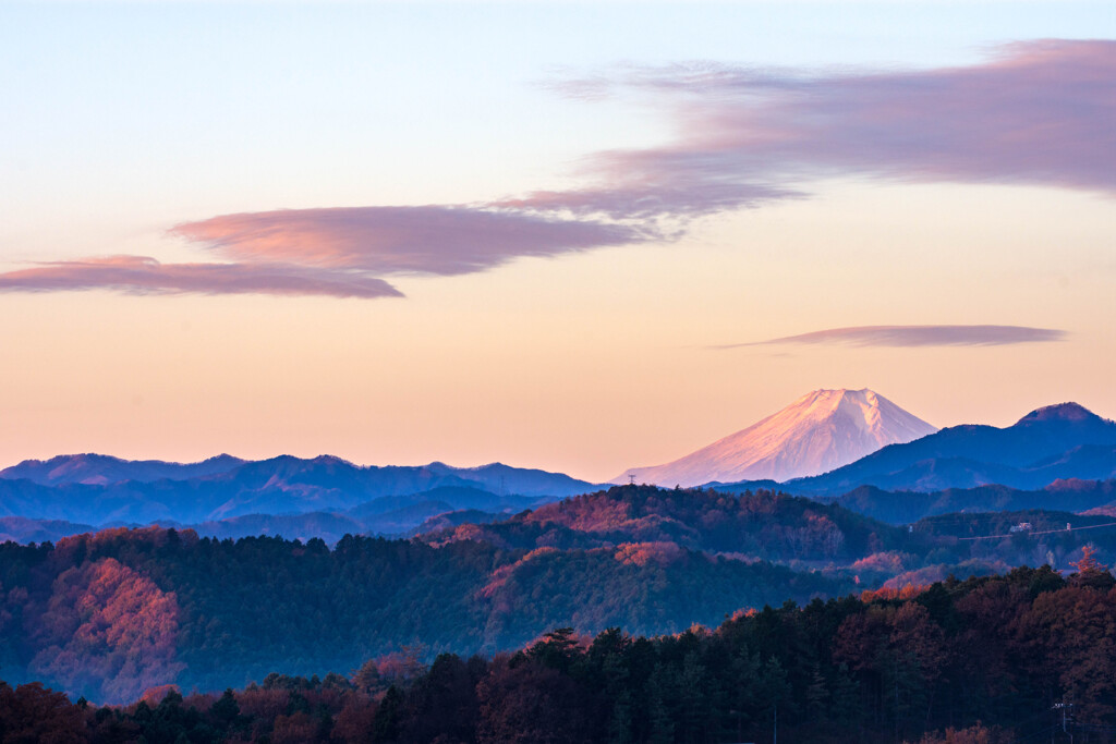 川霧沈み霞残る朝の風景