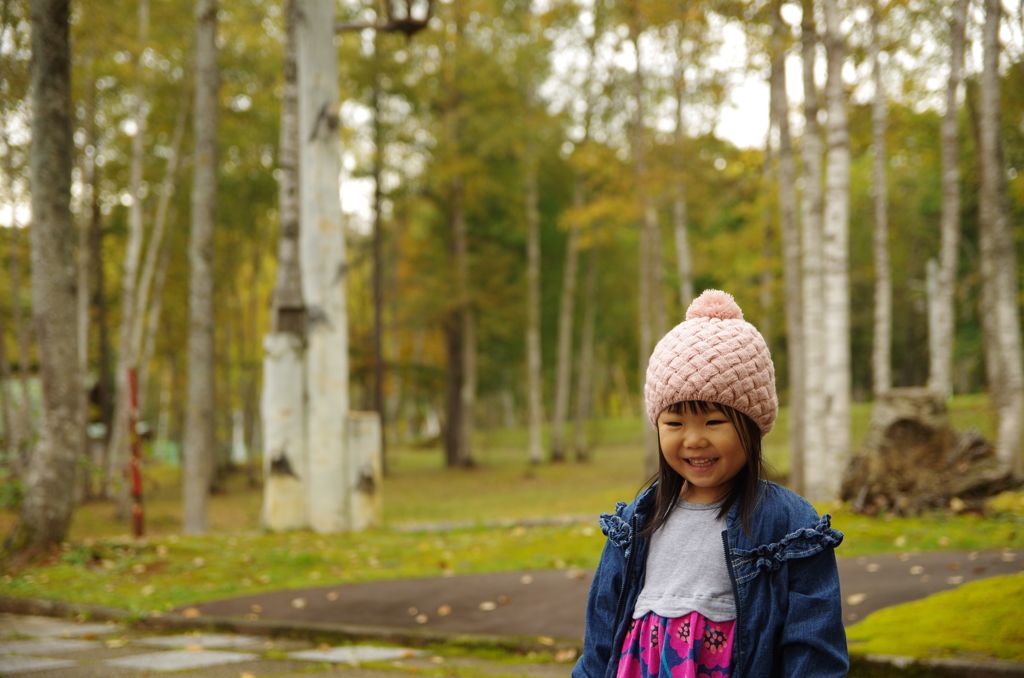 常盤公園で笑顔の写真撮り