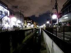 夜の川がひかる