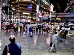 雨の夜の逡巡（あと５分待ったら雨あがるかな？）