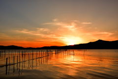 琵琶湖の夕景