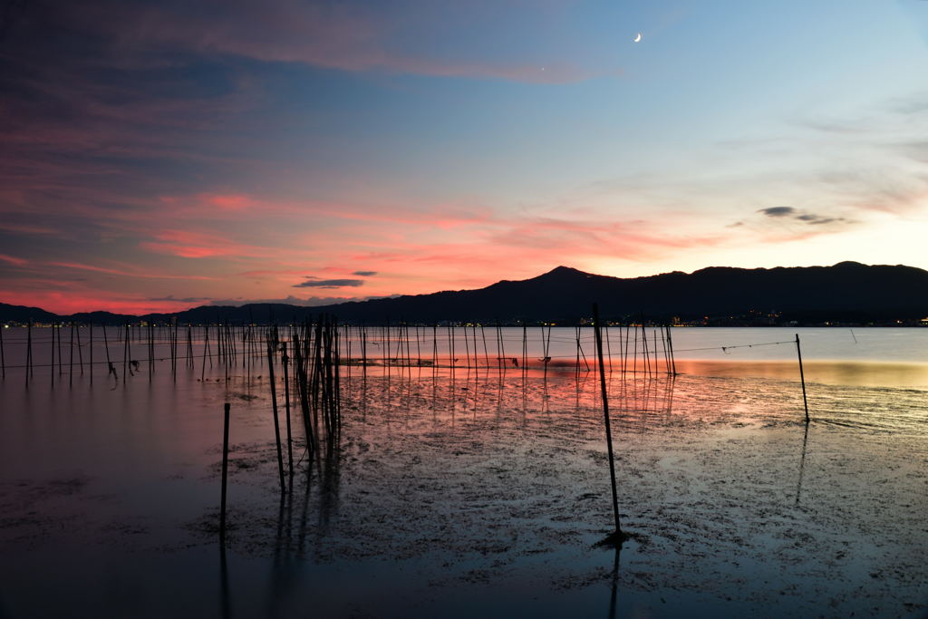 琵琶湖の夕景