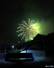 お寺さん、秋祭りの花火