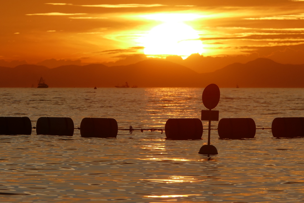 今日の林崎海岸の夕景