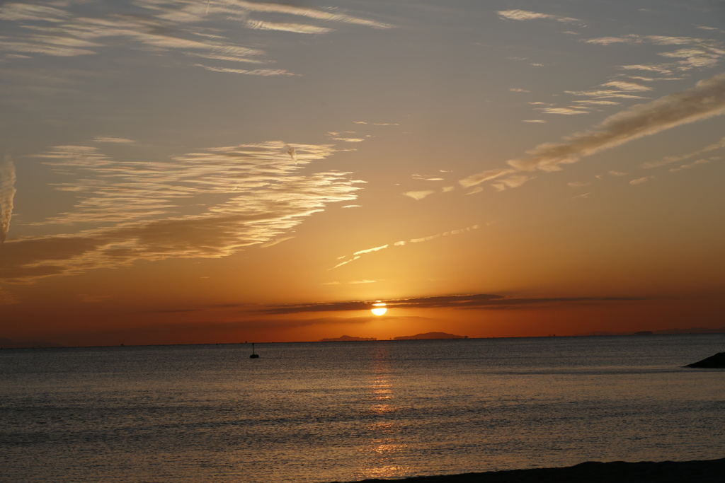 今日の林崎海岸の夕景