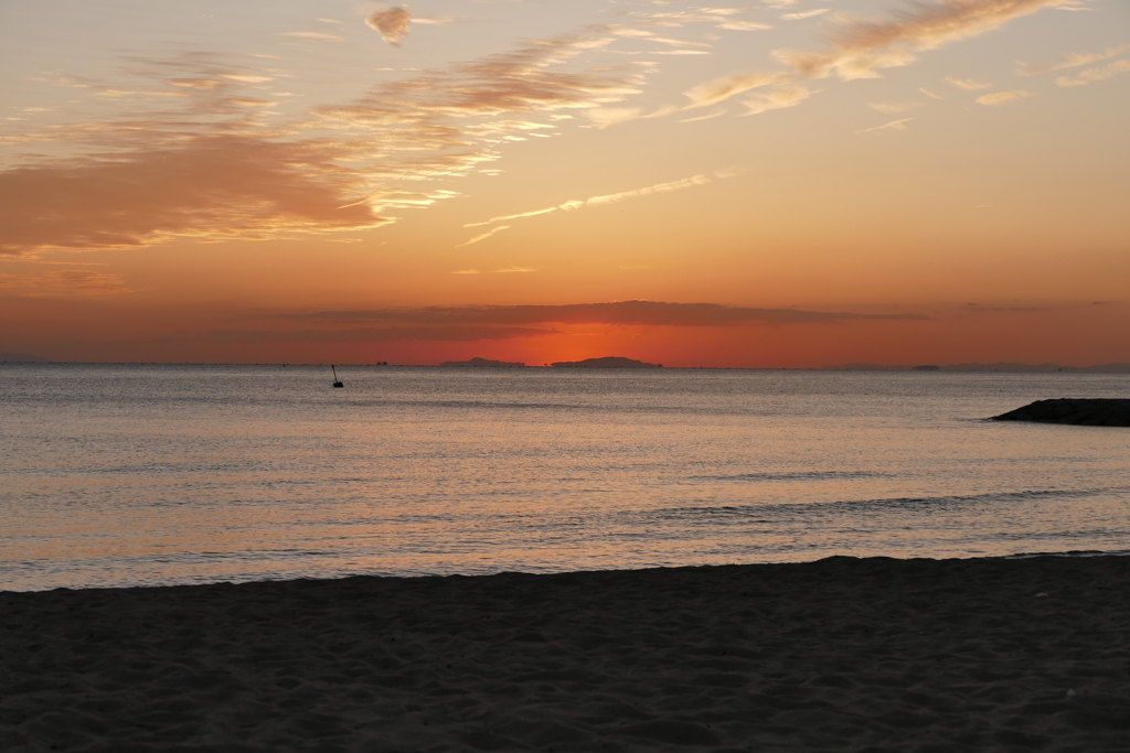 今日の林崎海岸の夕景