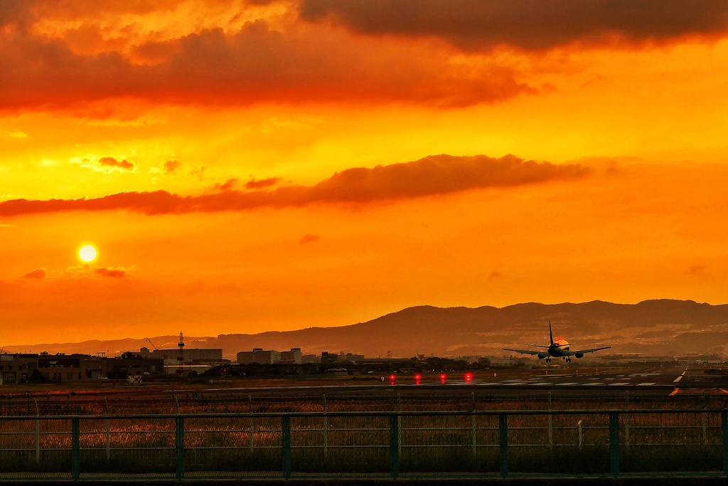 千里川土手の夕景
