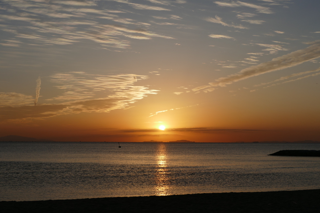 今日の林崎海岸の夕景