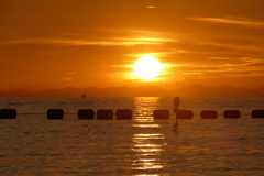 今日の林崎海岸の夕景