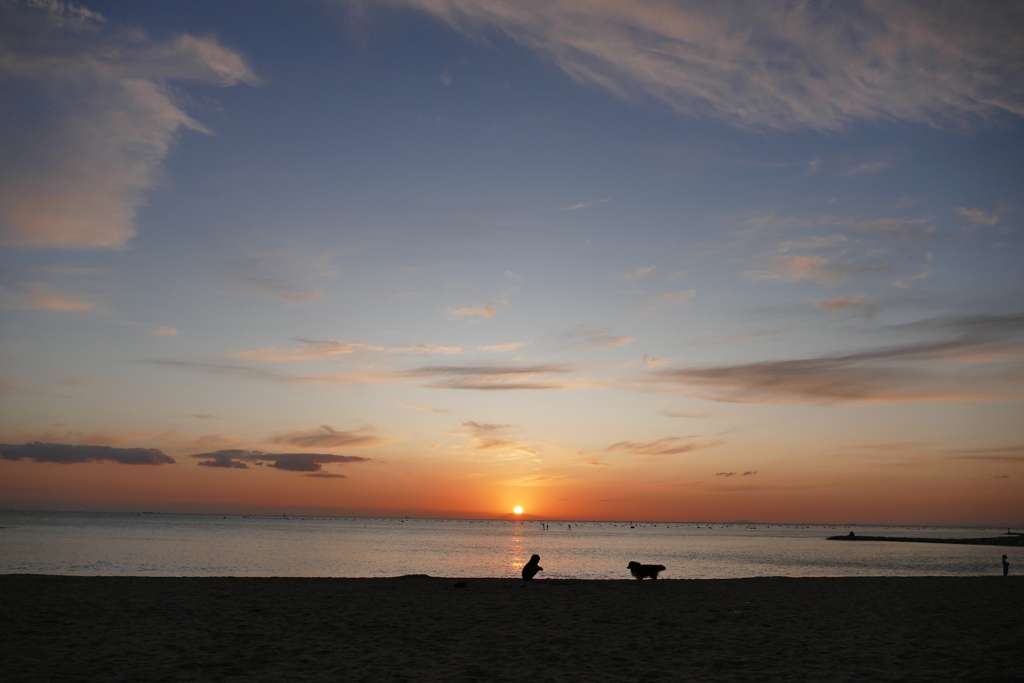 今日の林崎海岸の夕景