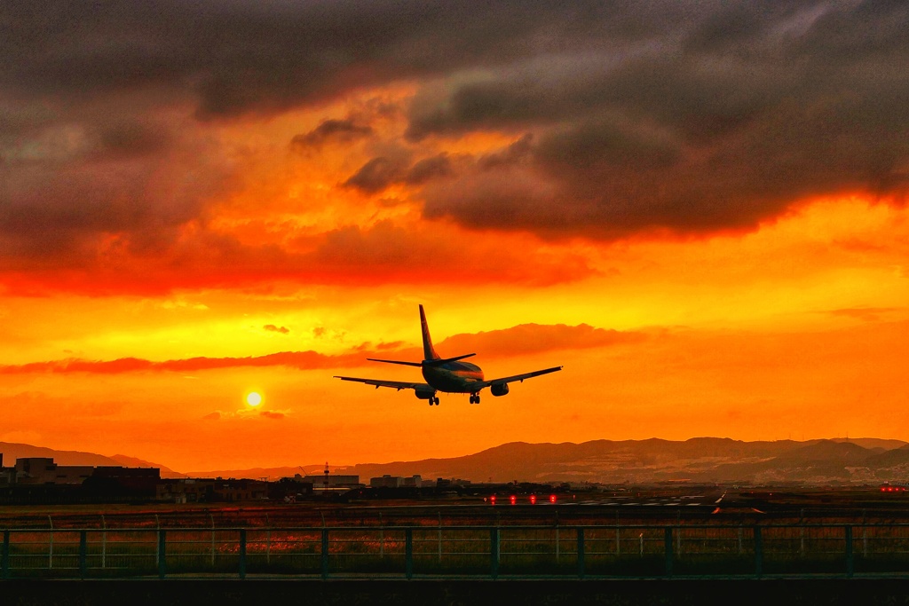 千里川土手の夕景